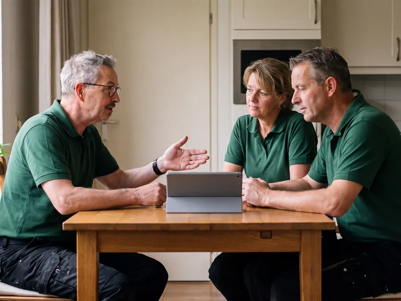 Adviseur van Solar Green aan de keukentafel bij klanten thuis